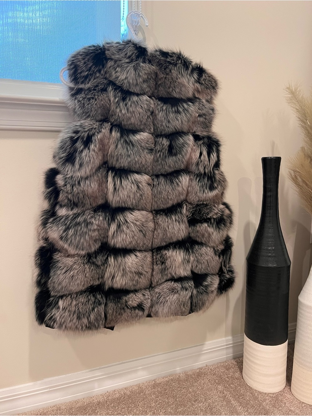 Plush Faux Fur Teddy Vest - Gray Black